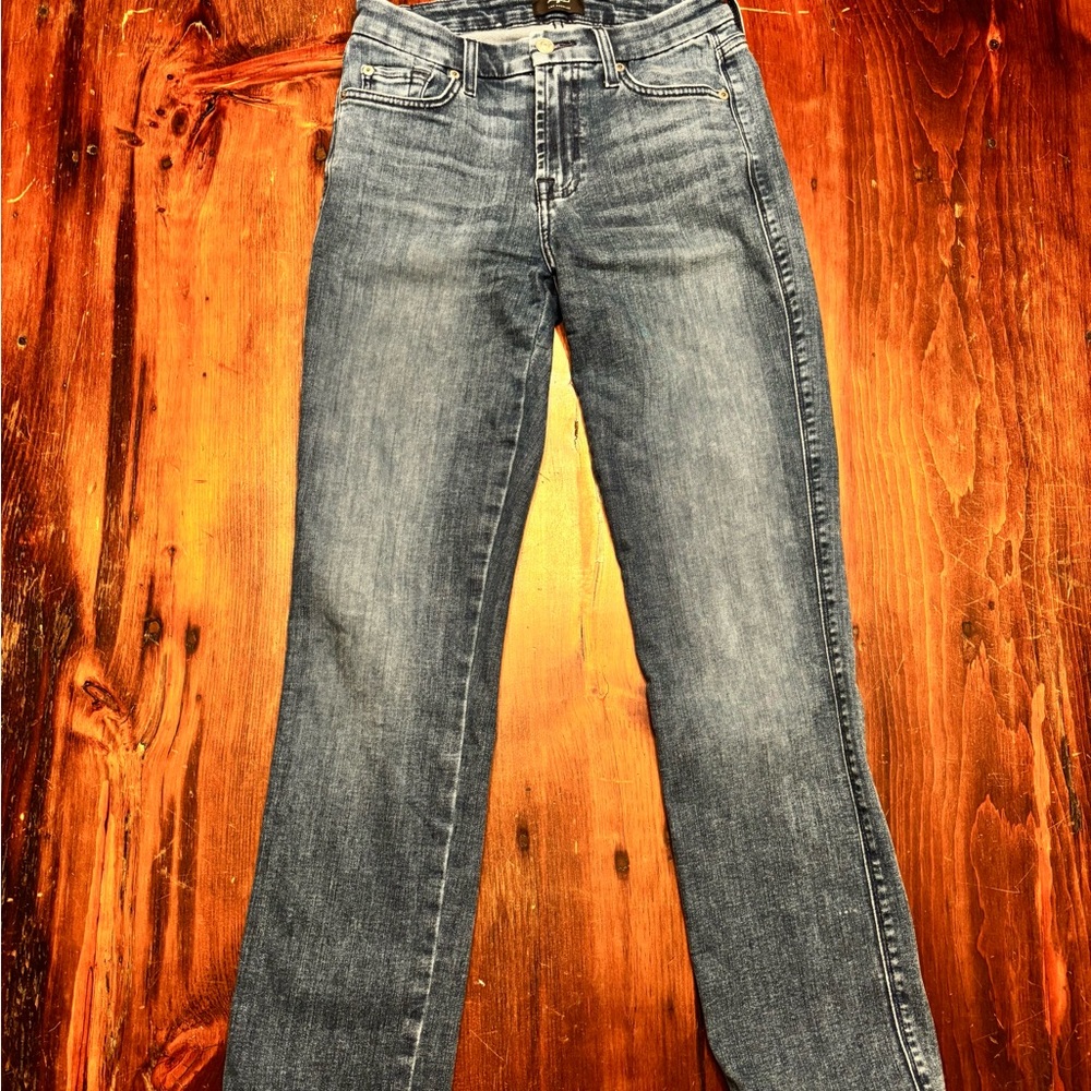 7 For All Mankind Women's Straight Leg Jeans in Blue